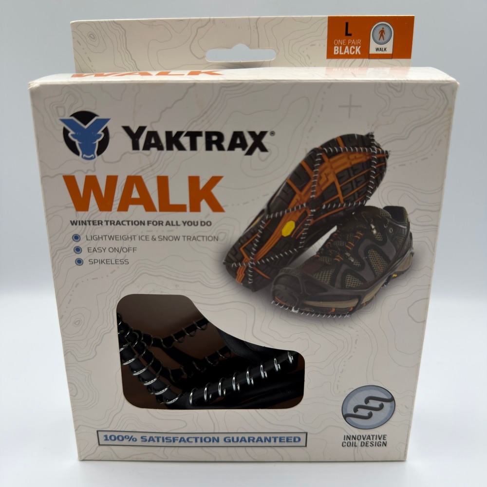 Yaktrax Walk Ice Traction Cleats for Shoes and Boots Black Large 08605 NEW